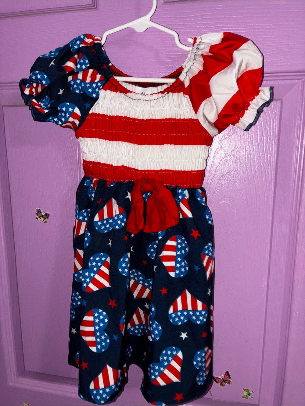 Red Description- 2 Dresses - Girls' Red White & Blue Patriotic Heart Dress